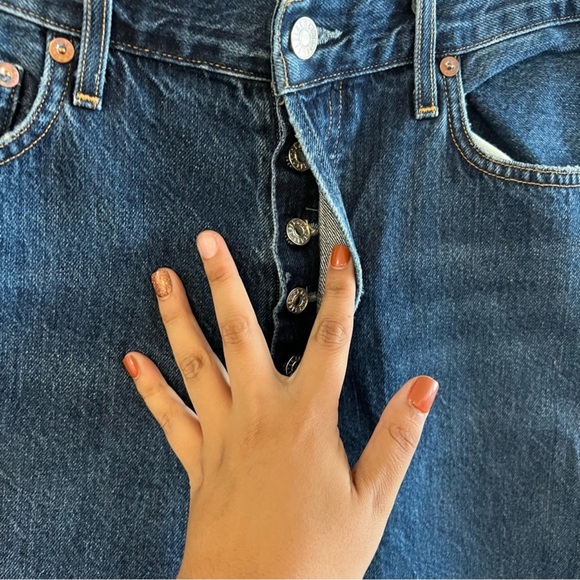 AGOLDE Dark Wash Jamie Hi Rise Button Fly Raw Hem Jeans Size 29 - Picture 5 of 9